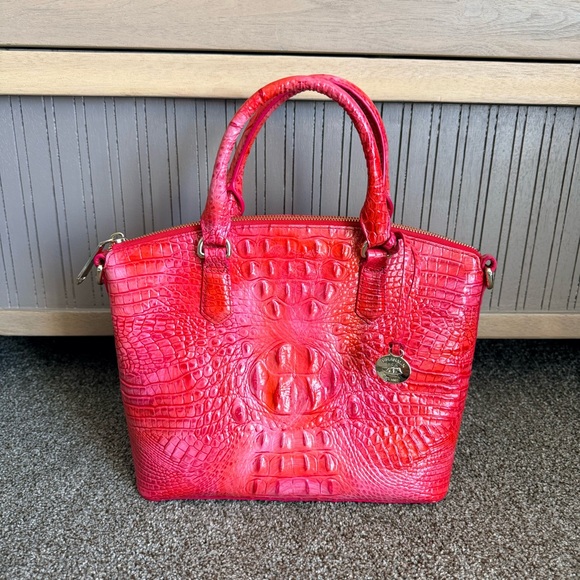 Brahmin Handbags - Brahmin Punchy Coral Melbourne Croc Duxbury Satchel